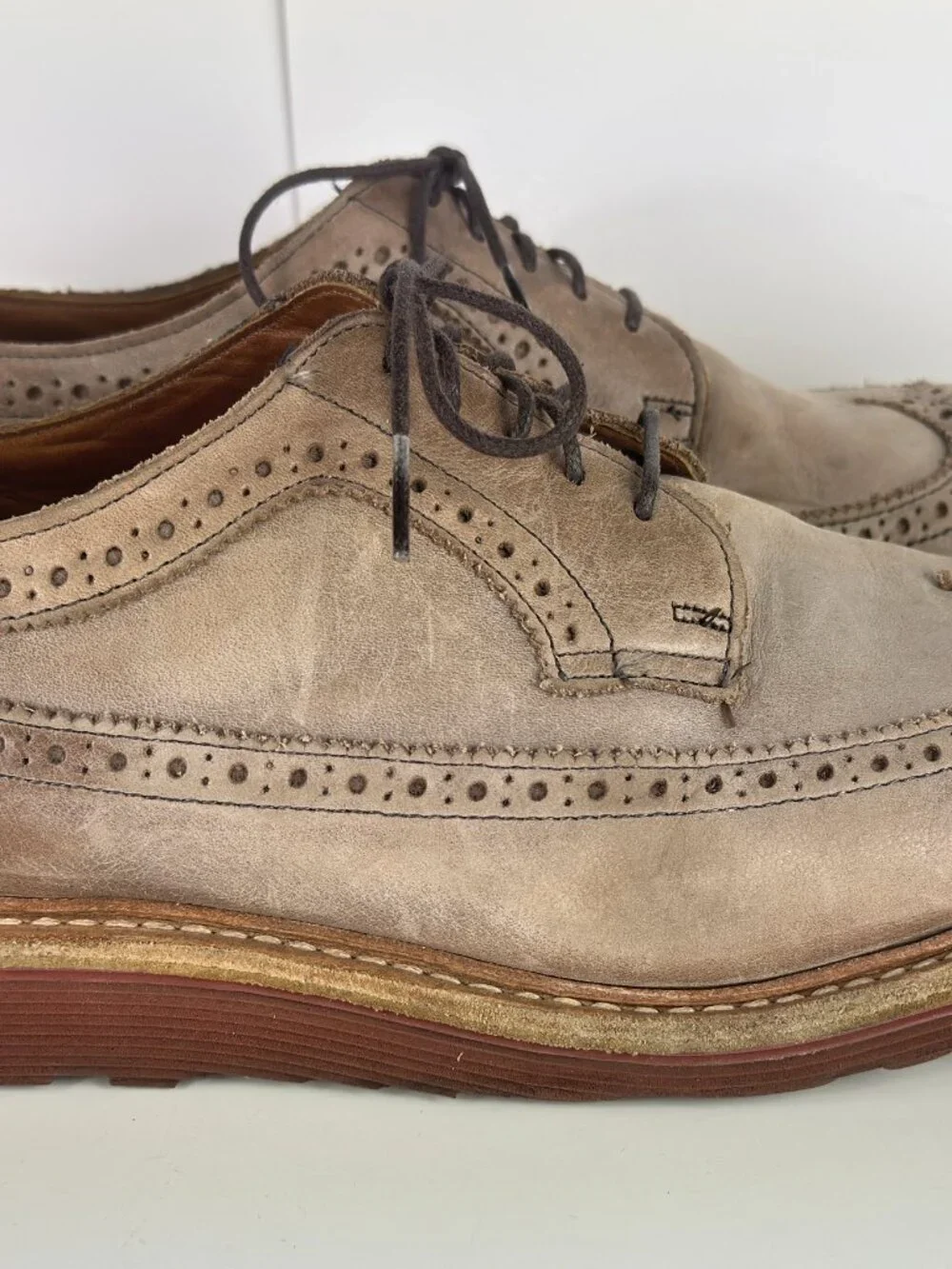 Allen Edmonds Shannon Drive Men's Dress Shoes Oxford Wingtip Tan US 11 D